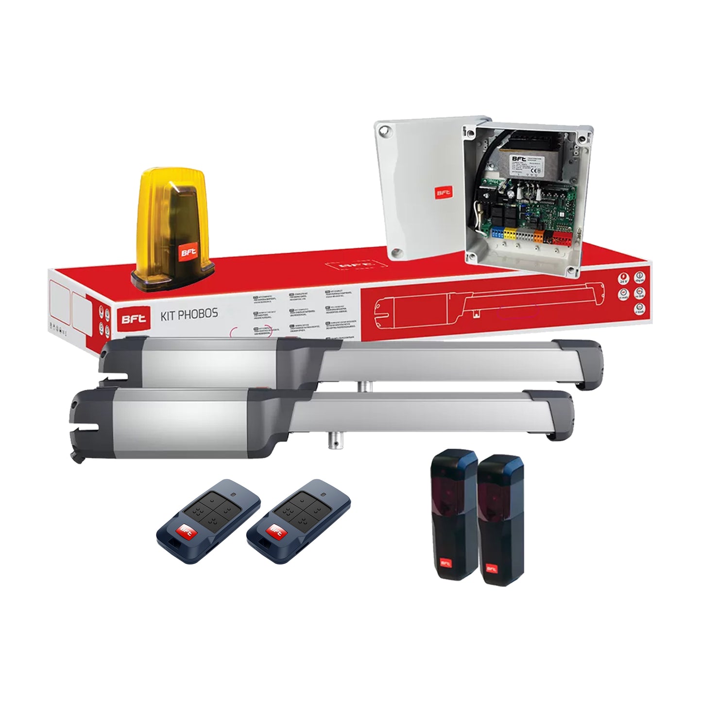 BFT PHOBOS BT B40 Kit automatizare poartă batantă cu lungimea canatului de până la 4 m și greutatea de până la 400 kg