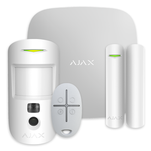 Kit alarma StarterKit Cam Plus, wireless, 2G/3G/4G, LAN + Wi-Fi, alb - AJAX StarterKitCamPlus
